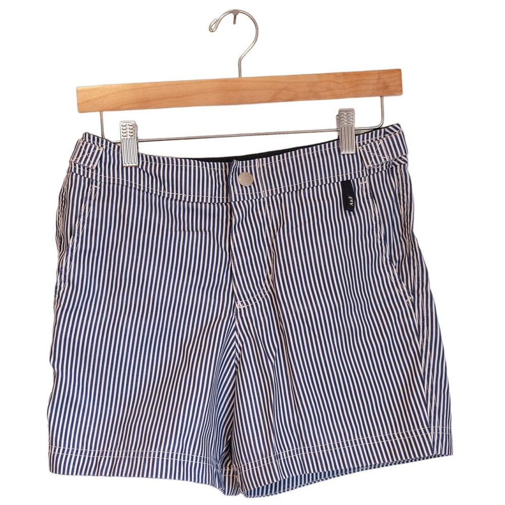 Womens Abercrombie & Fitch Navy Blue White Stripe Mermuda Bermuda Shorts Size XS